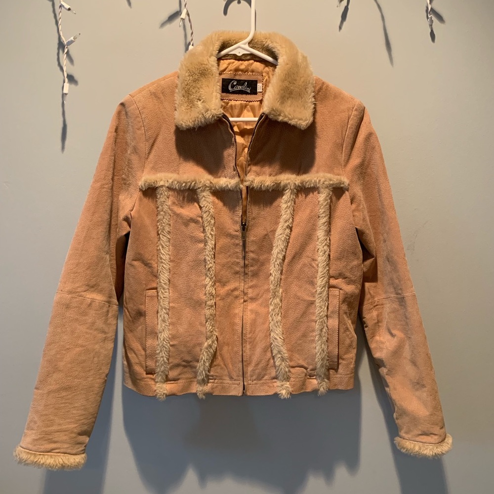 cavalini leather jacket with fur